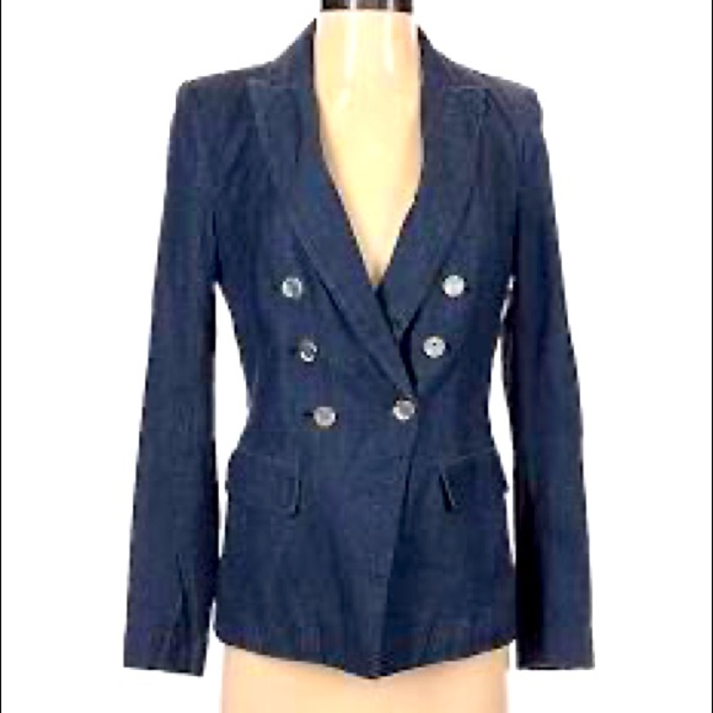 White House Black Market denim blazer, Sz 6